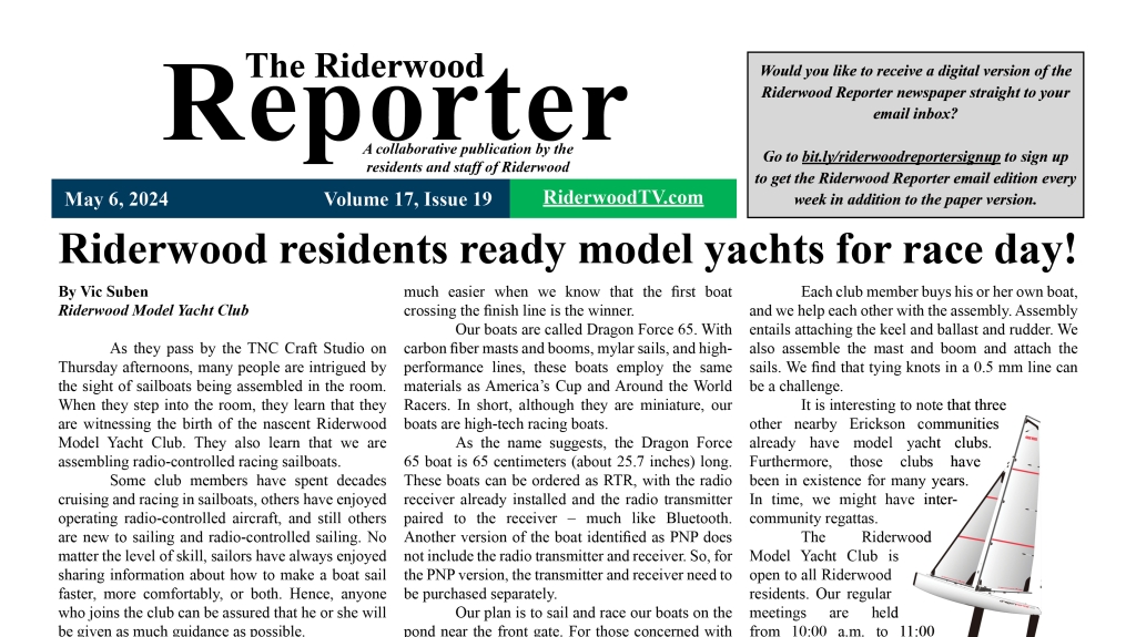Riderwood Reporter Newspaper – May 6, 2024